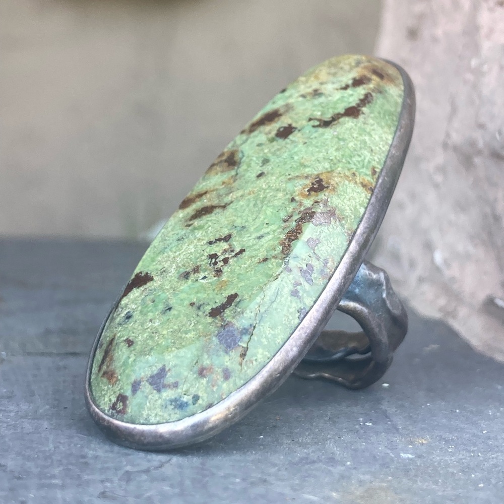 Vintage Sterling Silver Serpentine Statement Ring